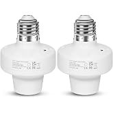 AICase Smart WiFi E27/E26 Light Socket, [2 Pack] Intelligent WLAN Home Remote Control Light Lamp Bulb Holder Compatible with Alexa and Google Home-White