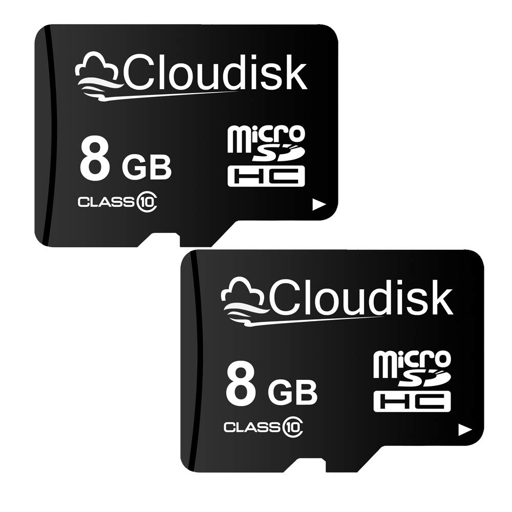 Cloudisk Pack of 2 Micro SD Card 8GB Flash Memory Card Micro SDHC with SD Adapter, C10, A1, U1