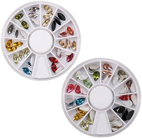 Ottery 12 Colors Crystal Glitter Nail Art Cell Phone Decorations 2 Wheel