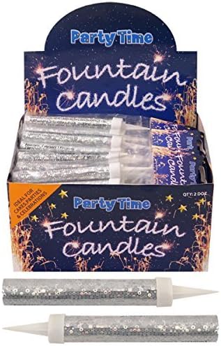 Finchley 2 x SILVER Ice Sparkling Fountain Candles (Packs of 4) 4 Total