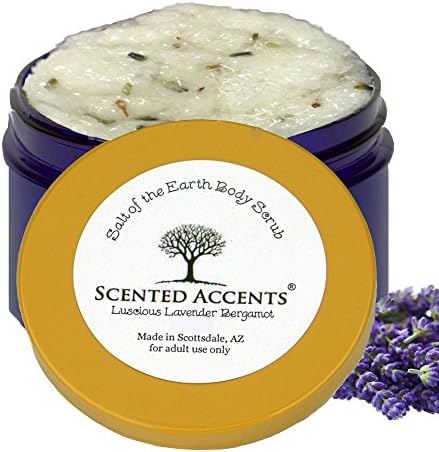 Scented Accents Lavender Bergamot Salt of the Earth Fresh-Made Body Scrub, Essential Oil Infused Gentle Exfoliating Ocean and Earth Salt Aromatherapy Body Scrub Made in USA