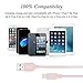 iPhone Charger, Quntis 3 Pack 3ft 6ft 9ft Braided 8 Pin Lightning to USB Cable Wire Certified Sync & Charging Cord for iPhone 7 7 Plus 6S 6S Plus 6 6 Plus 5S 5 5C SE iPad iPod Nano 7 (Rose Gold/Pink)