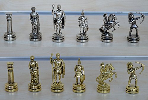 Manopoulos Archers Small Chess Set - Gold-Silver - Handmade in Greece