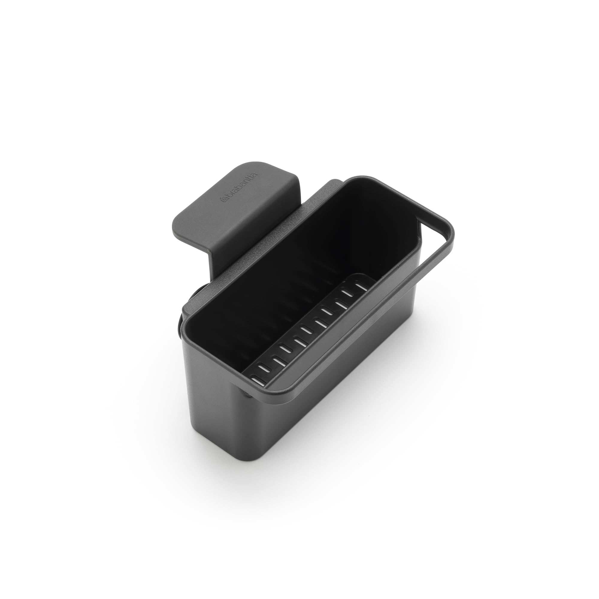 Brabantia In-Sink Organiser Caddy with Suction Cups & Drainage Holes (Dark Grey) Easy-Fix Kitchen Tidy Holder for Sponges, Cloths & Washing Up Brushes (12.7x17.1x10.6cm)