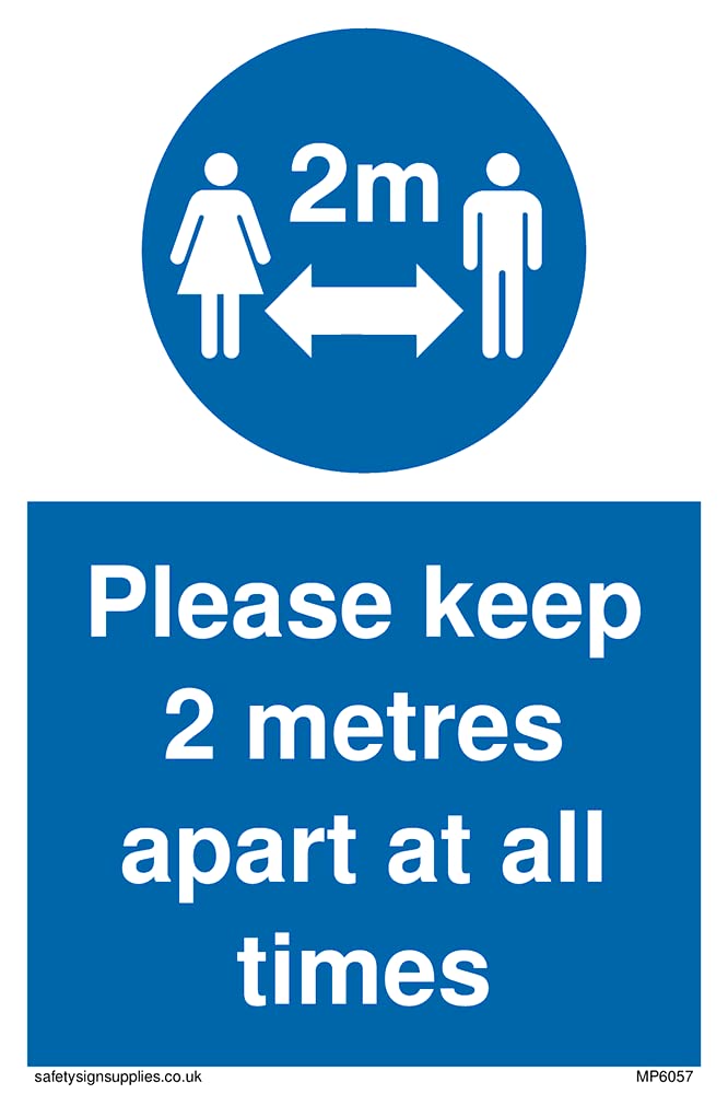 Pack of five - keep 2 metres apart at all times Sign - 100x150mm - A6P