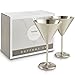 VonShef Large Martini Cocktail Glasses Set, Silver Brushed Stainless Steel, Set of 2