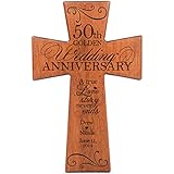 LifeSong Milestones Personalized 50th Wedding for Couple Cherry Wall Cross Gifts for Her 50 Year Ideas for Him Custom A True Love Story Never Ends (7x11)