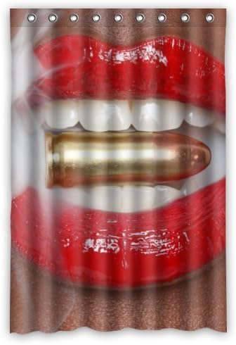 48(W)x 72(H) Fashion Red Lipstick and Lips 100% Polyester Waterproof Shower curtain/Bathroom Decor/Curtain/Bathroom Set by Fashion Red Lipstick and Lips Shower Curtain