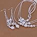 MANDI HOME Wedding 925 Silver Plated Jewelry Earings Eardrop Necklace Three Chains