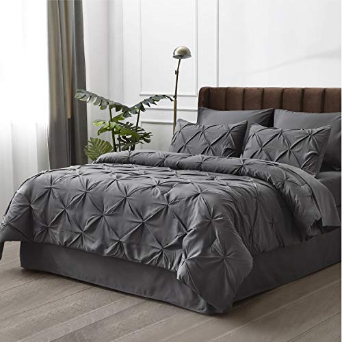 Bedsure Dark Grey Comforter Set Queen Bed in a Bag Queen 7 Pieces