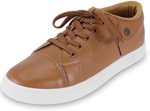 EASTIANO Breathable Lightweight Men's Casual Shoe Lace-up Fashion Skateboarding Shoe (7.5, Brown)