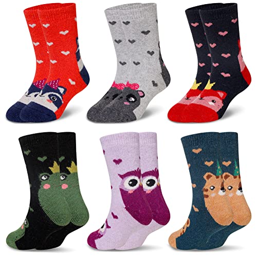Eocom Kids Wool Socks For Boys Girls Warm Hiking Thermal Winter Cozy Soft Thick Toddlers Crew Boot Socks 6 Pairs