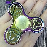 STRESS SPINNER Metal Rainbow Tri Fidget Finger Gyro Stress Reducer with Ultra Fast Bearings Perfect for ADD, ADHD, Anxiety, Boredom, and Autism Adults Children(Multicolor 1)