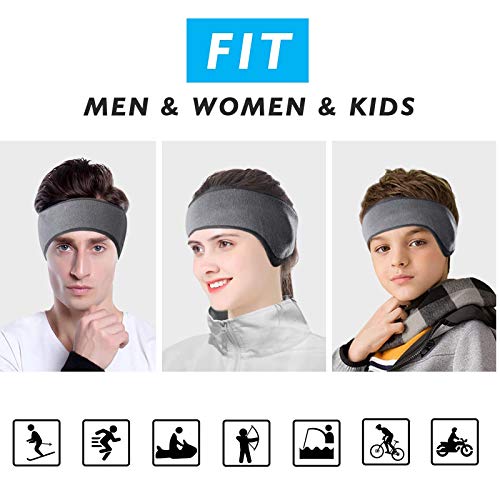 HHOOMY Ohrwärmer Stirnbänder Winter Sport Stirnband für Männer Frauen, Fleece Ohrhauben Stirnbänder, Kaltwetter Ohrenschützer für Laufen, Radfahren und tägliche Kleidung (2er Pack)