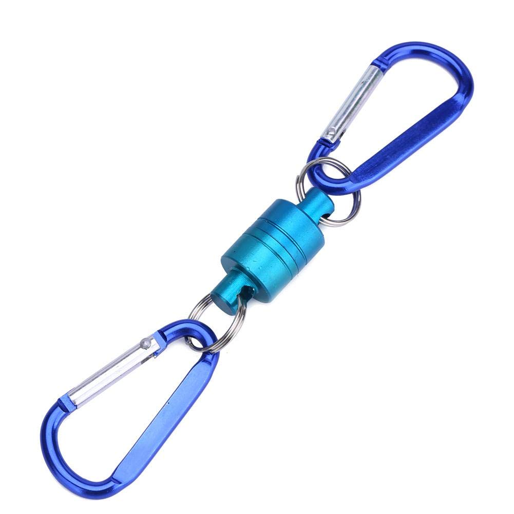 Fly Fishing Magnetic Release Holder Carabiner Aluminium Alloy Fly Fishing Landing Net Buckle Landing Net Connector for Outdoor Fishing(Blue)
