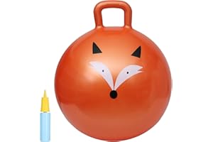 INPANY Hopper Ball, 18 Inches Bouncy Ball with Handles, Bouncing Bounce Balls Hopper, Inflatable Jumping Hopping Toys for Kids Ages 3-6, Hoppity Hop Girls Boys Gifts, Pump Included