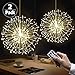LAMHO 2 Pack Fairy String Lights, 198 LED Dandelion Firework Lights, Battery Operated Hanging Starburst Light, 8 Modes Dimmable with Remote Control Waterproof Copper Wire Lights for Home (Warm White)