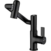 Lefton Rotatable Bathroom Faucet with Temperature Display, 3 Modes | Enjoy flexible angles, easy cleaning, battery-free temperature display, and lead-free durability for daily convenience.