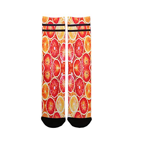 DREAM SLIM Mens Unisex Funny Crazy Color 3D Skull Pattern Athletic Basketball Sports Novelty Crew Tube Socks (Grapefruit)
