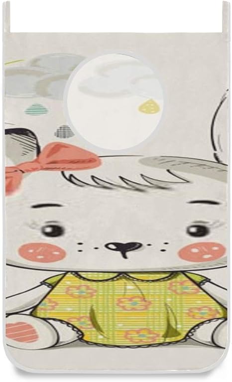 Cesto de la Ropa, Linda conejita Vector Dibujado a Mano con Cremallera