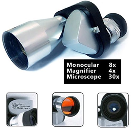 Mini Pocket 8X20 Silver Metal Monocular Telescope Eyepiece with Gleam Night Vision Scope by ShopIdea
