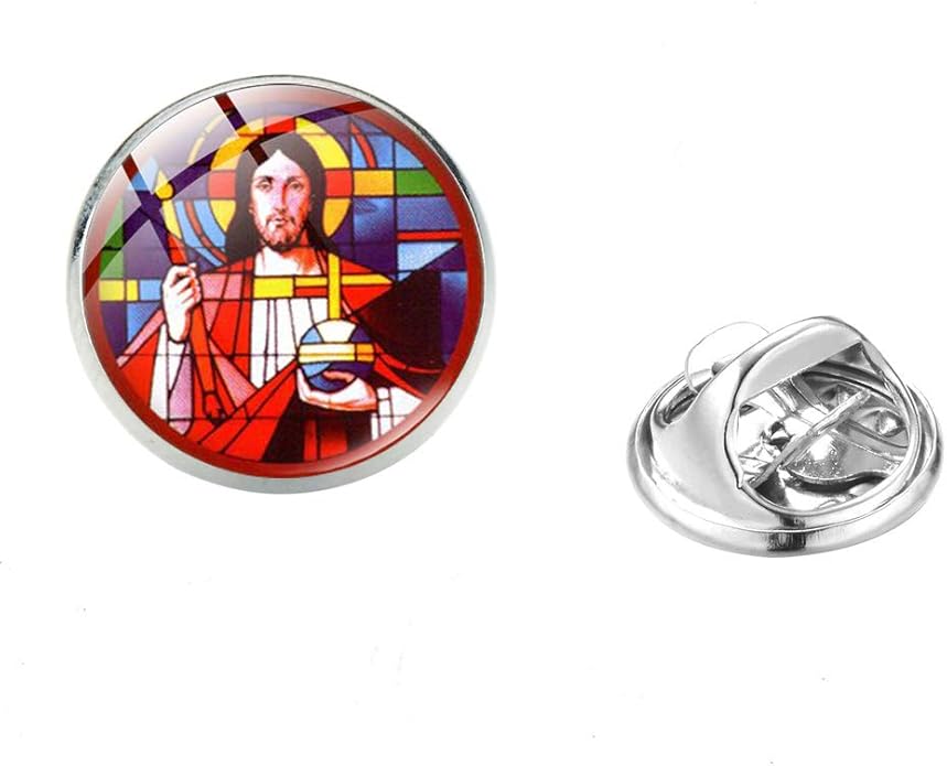 COLORFULTEA Vintage Jesus Christian Brooches Saint Cross Religious