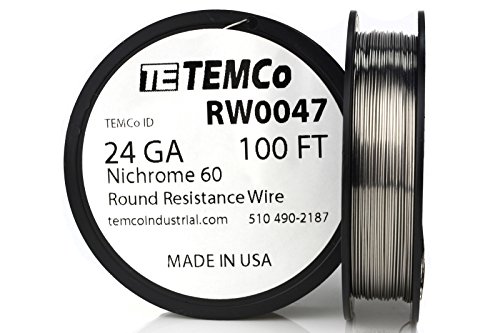 Click Here to See More Images TEMCo Nichrome 60 series wire 24 Gauge 100 Ft Resistance AWG ga