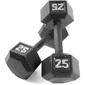 CAP Barbell Cast Iron Hex Dumbbell Weights (Pair), Black, 25 lb