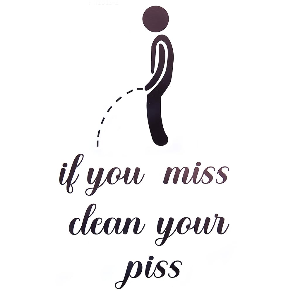 CREATCABIN 6Pcs Toilet Stickers If You Miss Clean You Piss Decals Decor Art Toilet Seat Vinyl Wall Decoration Mural Decals Waterproof Removable for Toilet Rules WC Restroom Bathroom 7.8 x 5Inch