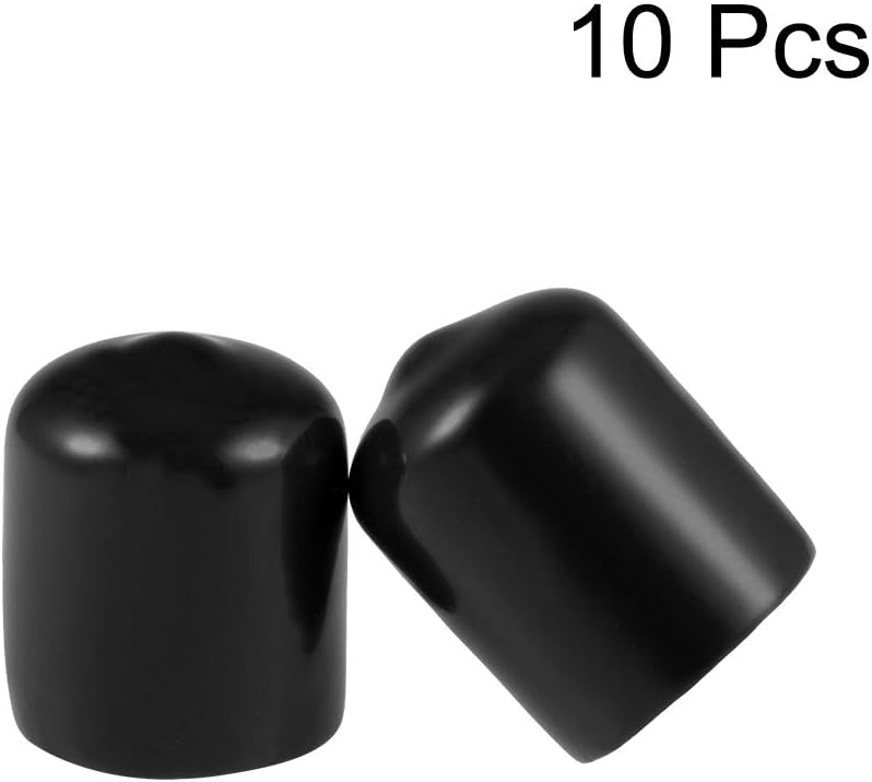 sourcing map 10pcs Rubber End Caps 15mm ID Vinyl Round End Cap Cover Screw Thread Protectors Black - Image 3