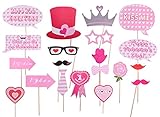 Valentine's Day Party Decorations Pastels Photo Booth Props,Mustaches Lips Hearts - 20 pieces