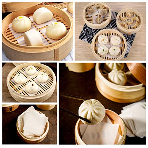 Wax Paper, Air Fryer Liners 500PCS 7x7cm Bamboo Steamer Paper Square