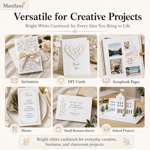 White Cardstock 8.5 x 11"Inch, 80lb Cardstock Paper, 30 Sheets Card Stock Paper 8.5 x 11 White, Heavy Thick Cardstocks Printer Papers for Invitations, Menus, Weddings, DIY Cards, Scrapbooking.