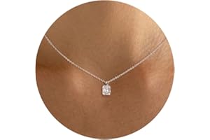 Tewiky Diamond Pendant Necklace for Women， Dainty Gold Layered Necklaces 14k Gold Plated Stacked Cuban Paperclip Chain Choker Necklaces Aesthetic Simple Gold Necklace Jewelry Gifts for Women