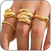 CSIYANJRY99 Chunky Gold Rings Set for Women Silver Stacking Knuckle Rings Adjustable Round Dome Puffy Ring Set Irregular Ring Jewelry
