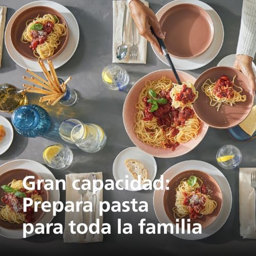Philips pasta maker série 7000 - tecnologia proextrude, pesagem automática, totalmente automática, 8 discos modeladores, preto (hr2665/93)