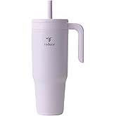 REDUCE Chiller Vacuum Insulated 40 oz Tumbler with Spill-Proof Silicone Straw - Sustainable Tritan Lid with Water Intake Markers - Soft Sit Base Travel Mug - Dishwasher Safe - Gentle Lavender