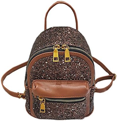 Girls Bling Mini Travel Backpack Kids Children School Bags Satchel Purses Daypack (brown)
