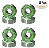 Mini Skater Generic Stainless Steel Skate Ball Bearing Deck Longboard Bearings Abec 9 ,Precision,608 Zz,8 Pcs/Pack (Green)