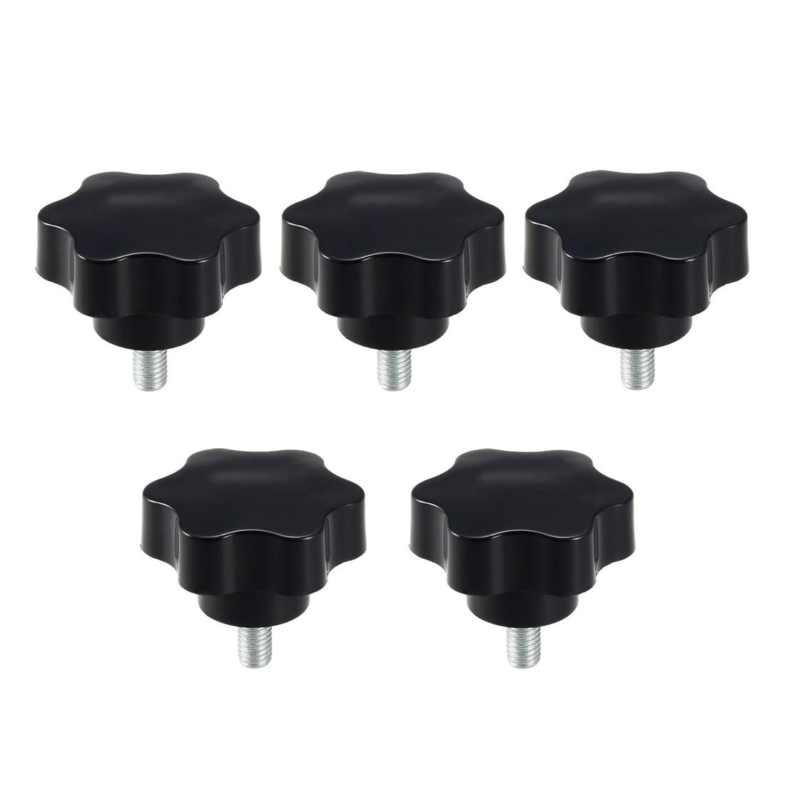uxcell Clamping Screw Knob, 50mm Dia Plum Hex Shaped Grips Star Knob M8 x 16mm Male Thread, 5pcs