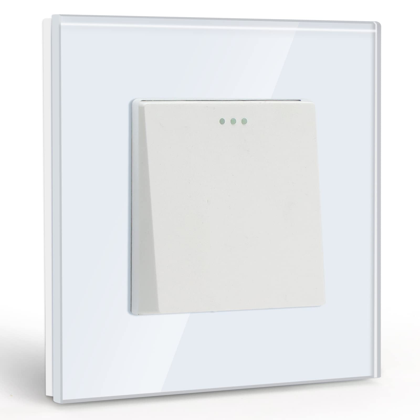 BSEED Light Switch 1 Gang 1 Way,Glass Light Switches,Screwless 10A Rocker Tactile Wall Switch,White Crystal Toggle Light Switch — image 1