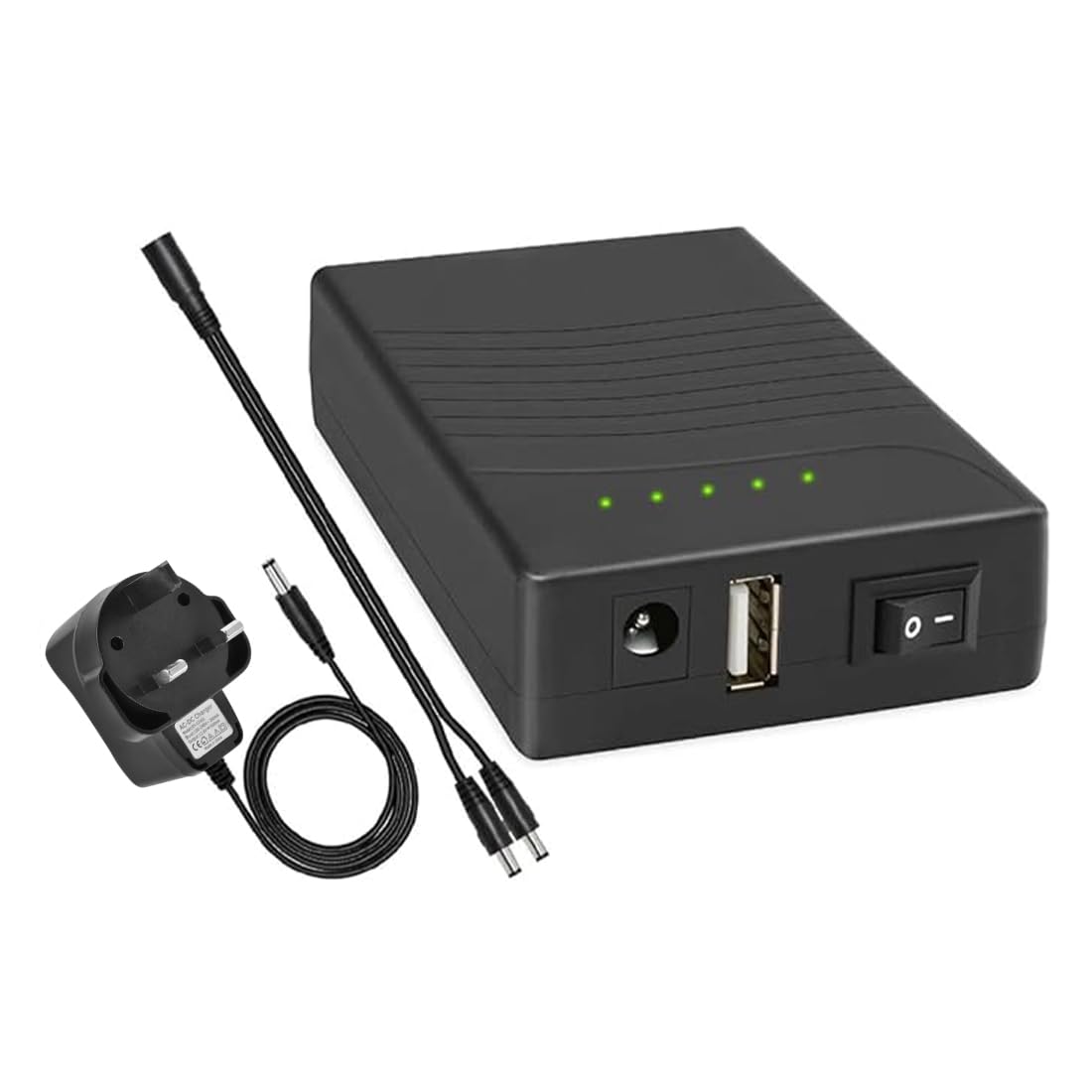 TalentCell Rechargeable 36W 12V/3000mAh Lithium Ion Battery Pack, 12V/5V Dual Output External Battery Power Bank with Charger for LED Strip, Tape Light, CCTV Camera and more, Black