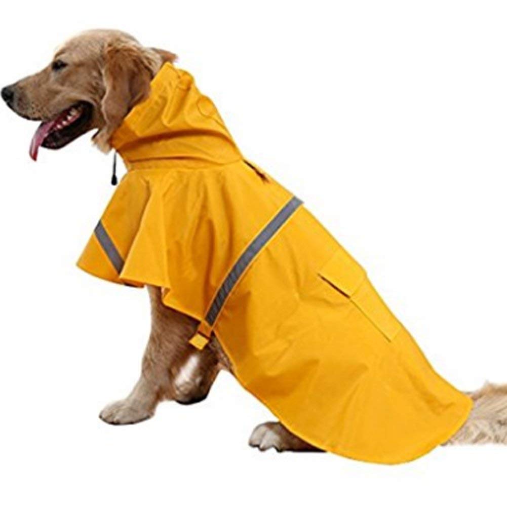 Photo 1 of *USED*
NACOCO Large Dog Raincoat Adjustable Pet Water Proof Clothes Lightweight Rain Jacket Poncho Hoodies with Strip Reflective (M, Yellow)