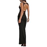 Floerns Women's Night Out Lace Dress Sleeveless Open Back Party Bodycon Maxi Dresses