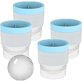 DAPOWER Ice Ball Maker Mold - Set of 4, Round Ice Cube Mold, 2.4 Inch Sphere Ice Cubes for Whiskey, Cocktails, Bourbon (4, Bl
