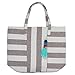 DII Boho Stripe Beach Bag 16x20x7 Shoulder Travel Tote Black, Boho Stripe Brown