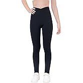 Girls Leggings V Cross Yoga Pants Stretch Soft Full Length High Waisted Trousers for Kids Teen Workout Running Dance