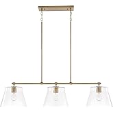 HomePlace Lighting 846931AD Baker Transitional Tapered Seeded Glass Island for Kitchen, 3-Light 300 Total Watts, 10" H x 45" 