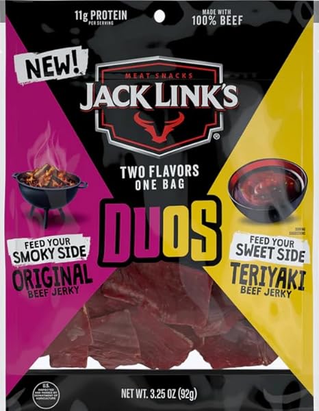 JACK LINK’S DUOS ORIGINAL/TERIYAKI BEEF JERKY 3.25 OZ