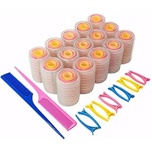 ClickMart-Hair-Rollers-Set-include-45-Pieces-of-Self-Grip-Hair-Rollers-with-12-Pieces-Duckbill-Clips-and-2-Combs-Hair-Curlers-for-Women-Men-and-Kids-in-3-Different-Sizes-36mm-25mm-15mm 45 Pieces Hair Rollers Set, with 12 Pieces Duckbill Clips and 2 Combs, Hair Curlers for Women, Men and Kids in 3…